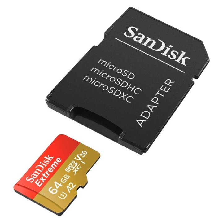SanDisk Extreme MicroSDXC 64GB UHS-I A2 V30 Clase 10 con Adaptador SD
