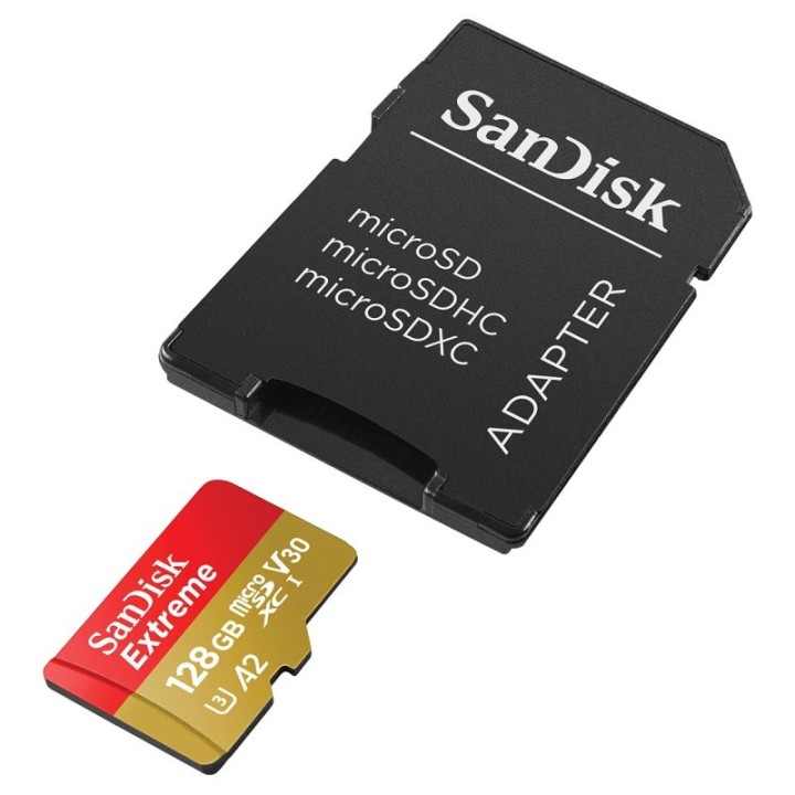 SanDisk Extreme MicroSDXC 128GB UHS-I A2 V30 Clase 10 con Adaptador SD