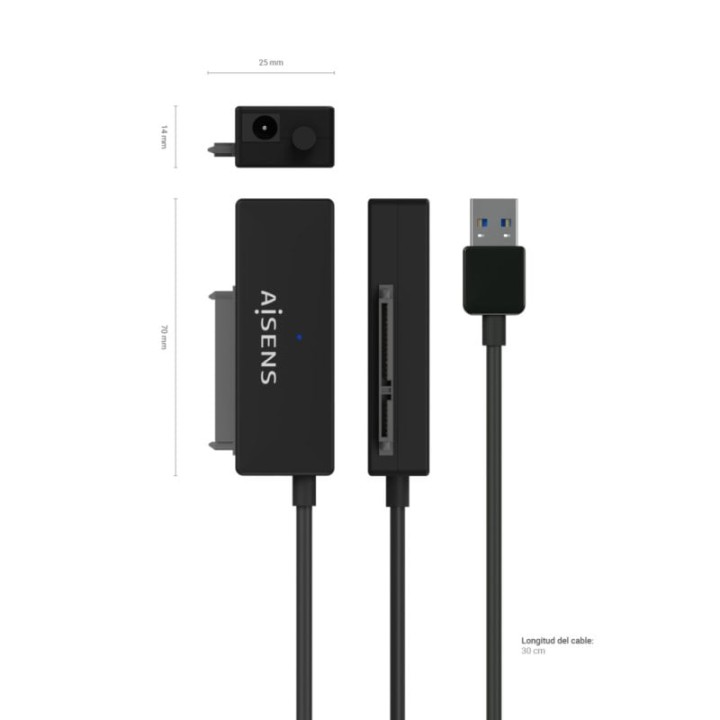 Aisens Adaptador para Discos Duros 2.5"/3.5" SATA a USB 3.0 con Alimentador
