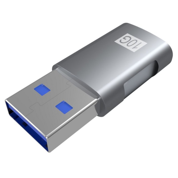 Aisens Mini Adaptador USB 3.2 Gen2 a USB -C Macho/Hembre Gris