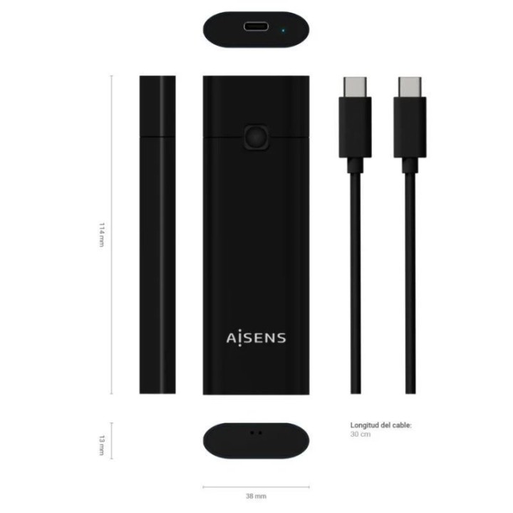 Aisens Carcasa Disco SSD M.2 NVMe USB 3.1 Gen2 Negra