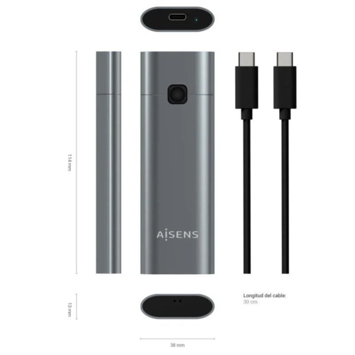 Aisens Carcasa Disco SSD M.2 NVMe USB 3.1 Gen2 Gris