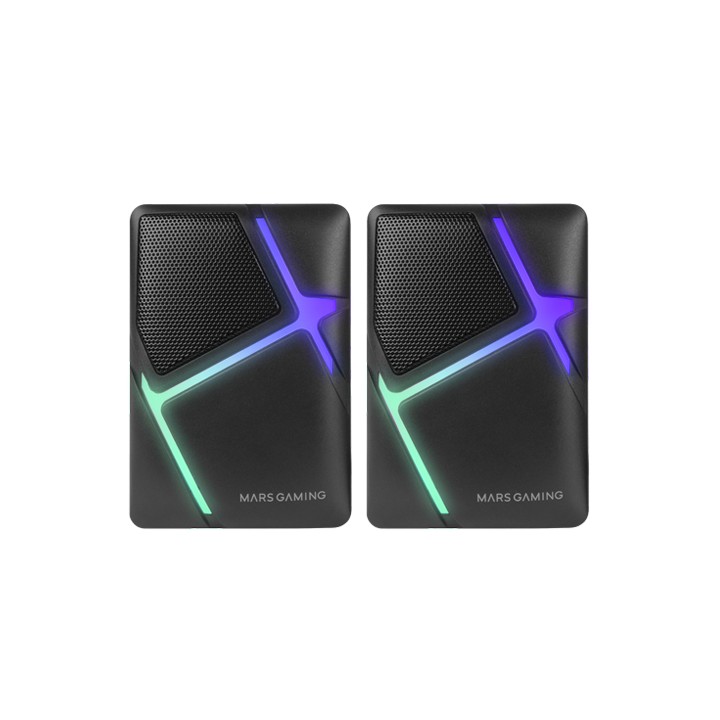 Altavoces Mars Gaming 2.0 RGB 10W 3.5mm Negros (MSH)