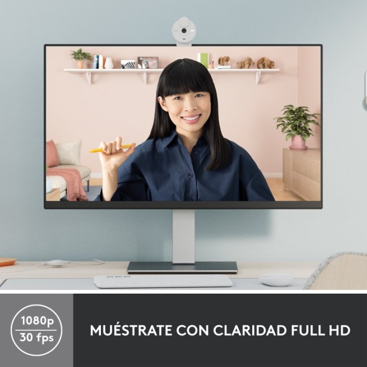 Logitech Brio 300 Webcam FullHD Blanco Crudo