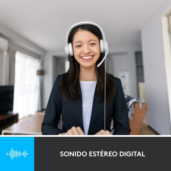 Logitech H390 Auriculares con Cable y Supresión de Ruido funciona con Chromebook Blancos