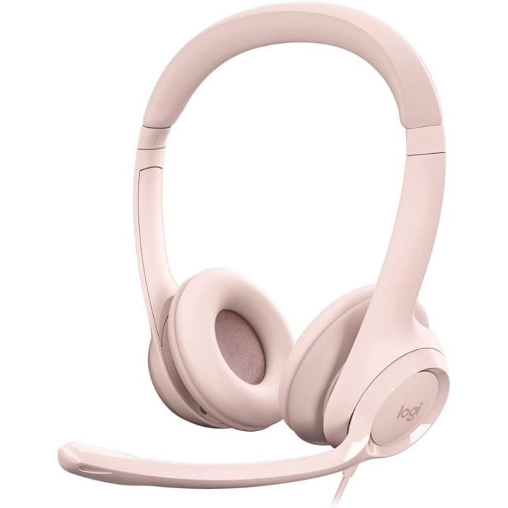 Logitech H390 Auriculares con Cable y Supresión de Ruido funciona con Chromebook Rosas