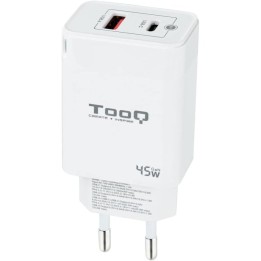 TooQ TQWC-GANQCPD45WT Cargador de Pared Dual USB-C/USB 2.0 45W Blanco