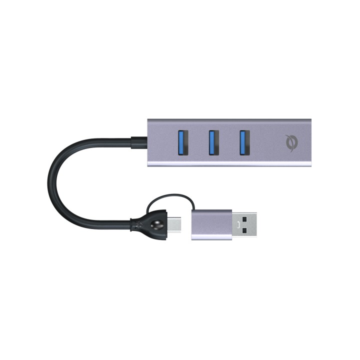 Adaptador CONCEPTRONIC USB-A/C a 3USB-A/1RJ45 (ABBY25G)
