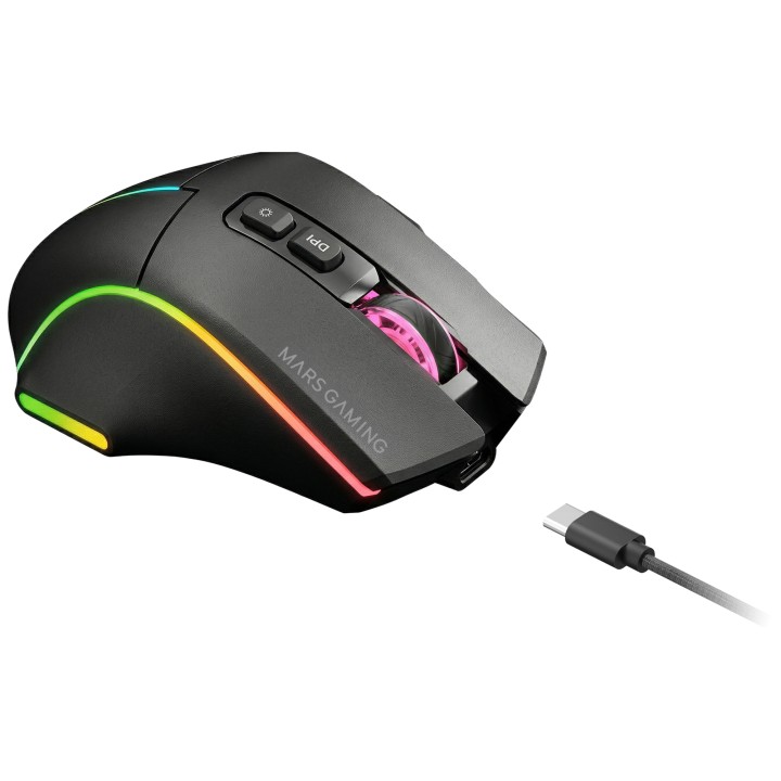 Ratón Mars Gaming RGB RF/BT/USB-A Negro (MMWVECTOR)