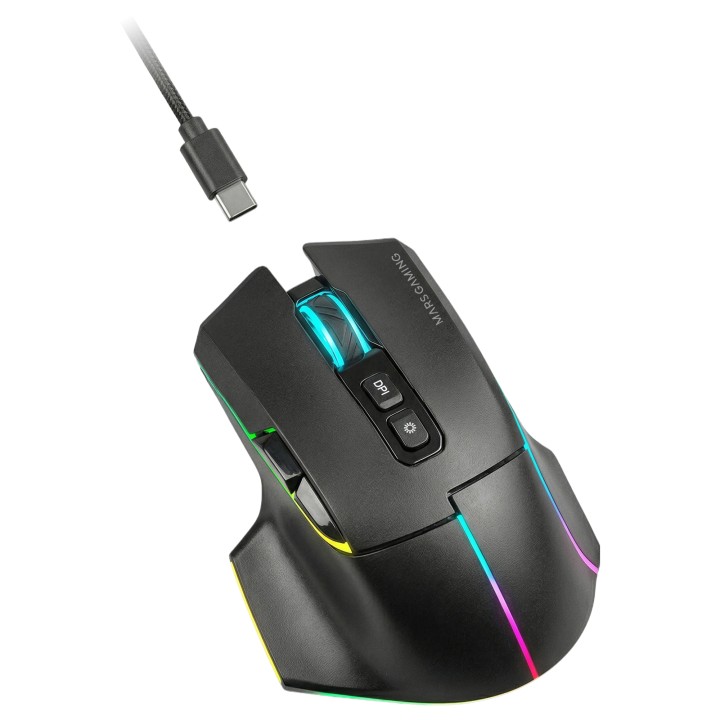 Ratón Mars Gaming RGB RF/BT/USB-A Negro (MMWVECTOR)