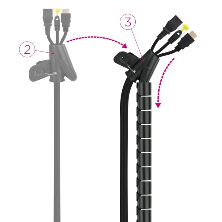 Nanocable Organizador de Cables Flexible 25mm 2m Negro