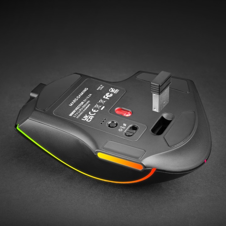 Ratón Mars Gaming RGB RF/BT/USB-A Negro (MMWVECTOR)