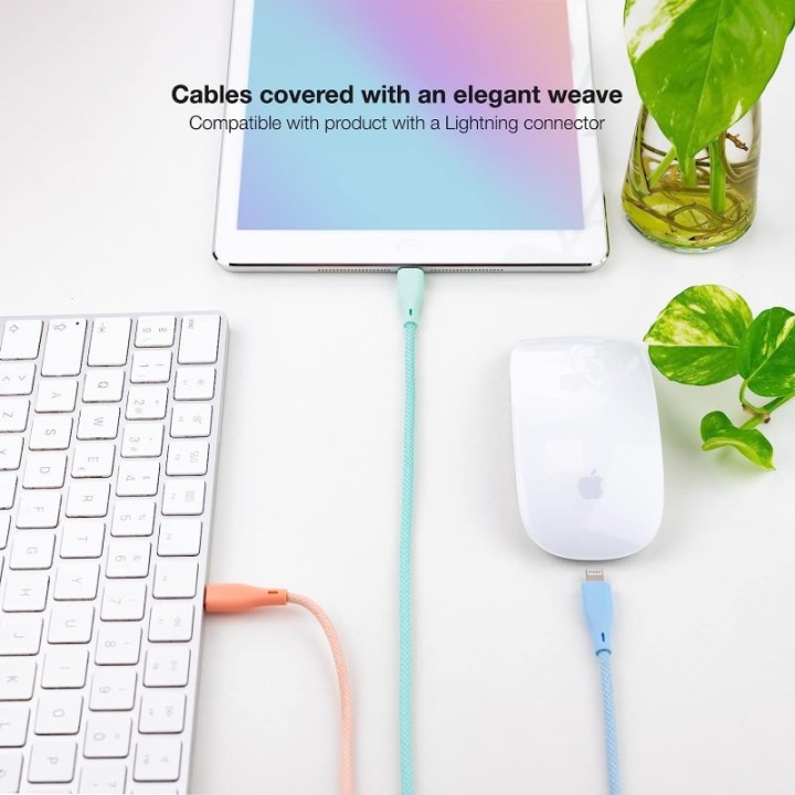 Nanocable Pack 3 Cables Mallados USB 2.0 a Lightning Macho/Macho 1m Rosa/Azul/Verde
