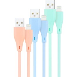 Nanocable Pack 3 Cables USB 2.0 a Lightning Macho/Macho 1m Rosa/Azul/Verde