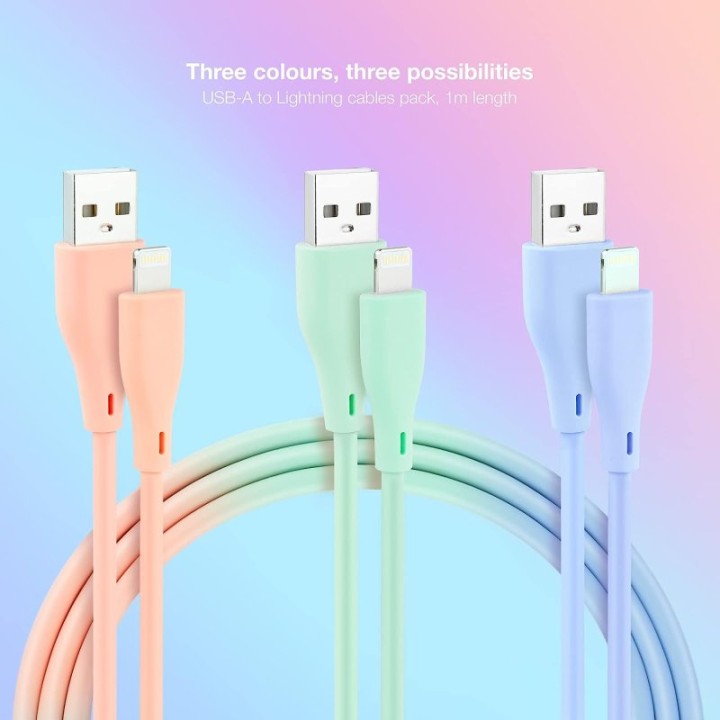 Nanocable Pack 3 Cables USB 2.0 a Lightning Macho/Macho 1m Rosa/Azul/Verde