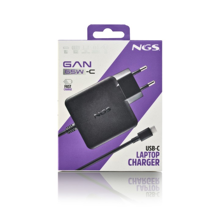 Cargador de Pared NGS GaN 65W 1xUSB-C Negro (GAN65W-C)