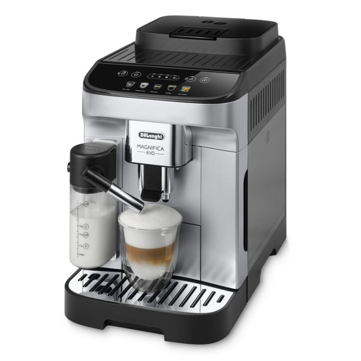 DeLonghi Magnifica Evo Cafetera Superautomática con Depósito de Leche 15 Bares Plateada 5 Bebidas