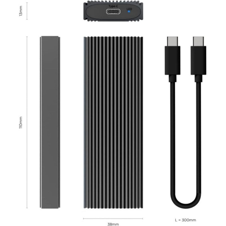 Aisens Carcasa SSD M.2 NVMe USB 3.2 Gen2 Gris
