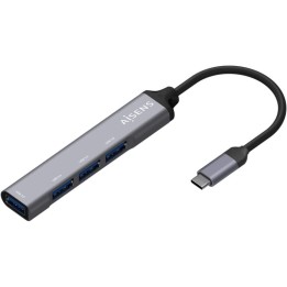 Aisens Adaptador Hub USB 3.1 Tipo C a 4x USB 3.0 Gris