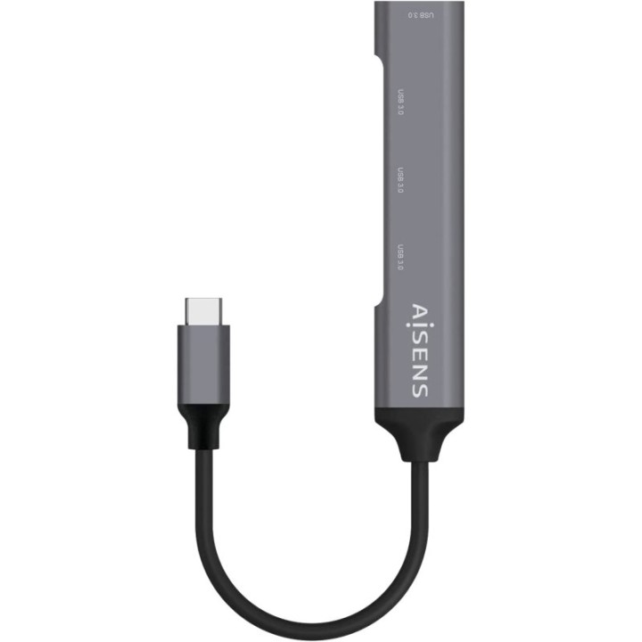 Aisens Adaptador Hub USB 3.1 Tipo C a 4x USB 3.0 Gris