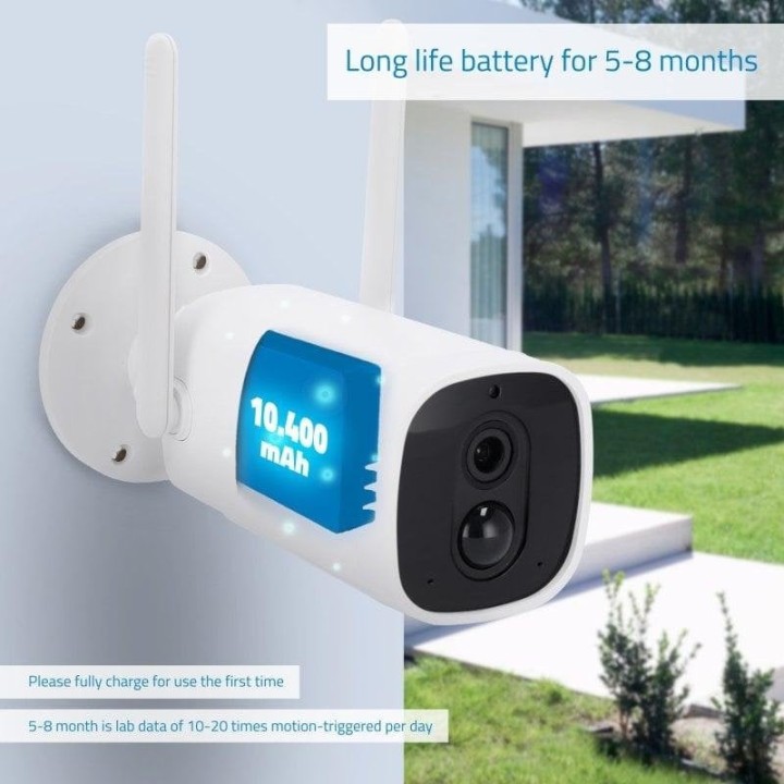 Nivian Cámara de Vigilancia WiFi FullHD con Batería de Larga Duración 10400mAh Blanca