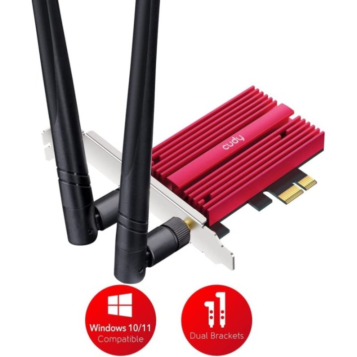 Cudy WE3000S Tarjeta de Red AX5400 Tri-Banda Wi-Fi 6E PCI Express