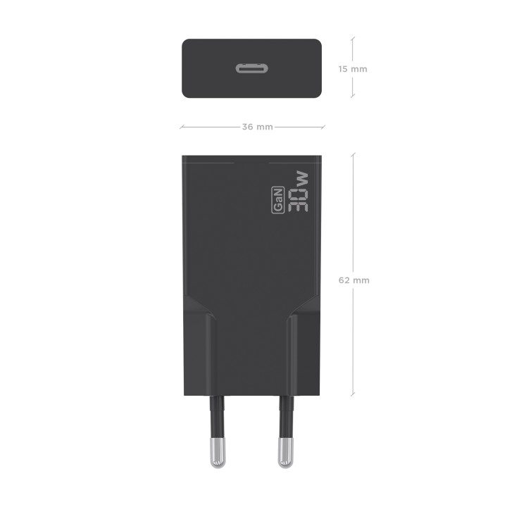 Cargador Pared AISENS GaN 30W 1xUSB-C Negro (A110-1004)