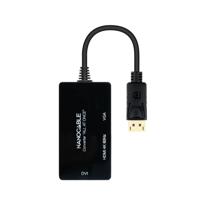 Nanocable Conversor DisplayPort a HDMI/DVI/VGA 20cm Negro