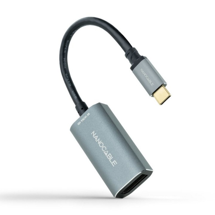 Nanocable Cable Conversor USB Tipo-C Macho a DisplayPort Hembra 15cm Gris