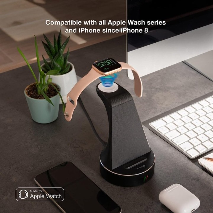 TooQ TQCD02W Base de Carga Inalámbrica para Apple Watch/iPhone/Smartphone