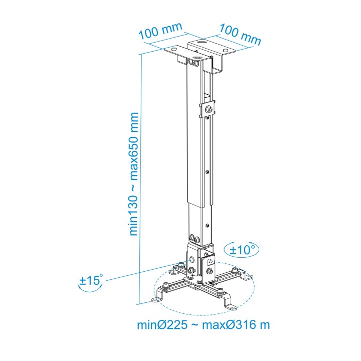 Soporte de Techo TooQ Proyector 20Kg Blanco (PJ2012T-W)