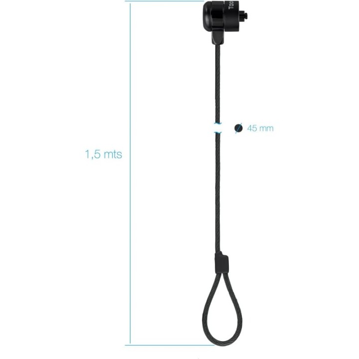 TooQ TQCLKC0025-G Cable de Seguridad con Llave para Portátiles 1.5m Gris