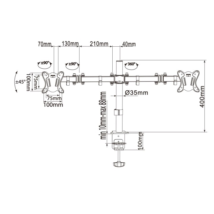 Soporte de Mesa EQUIP 13"-27" Gira/Inclina (EQ650152)
