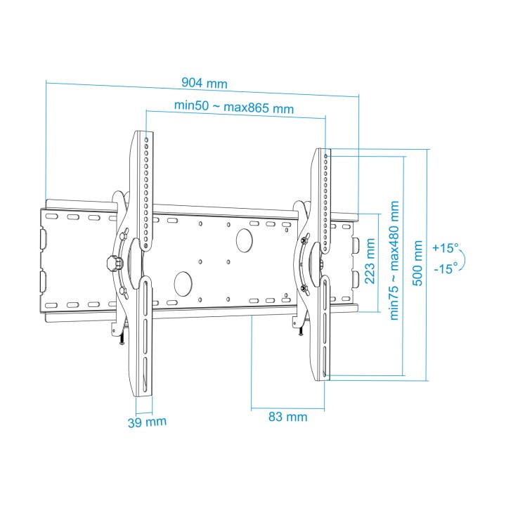 Soporte Pared TOOQ 37"-70" Inclinable 75Kg (LP4970T-B)