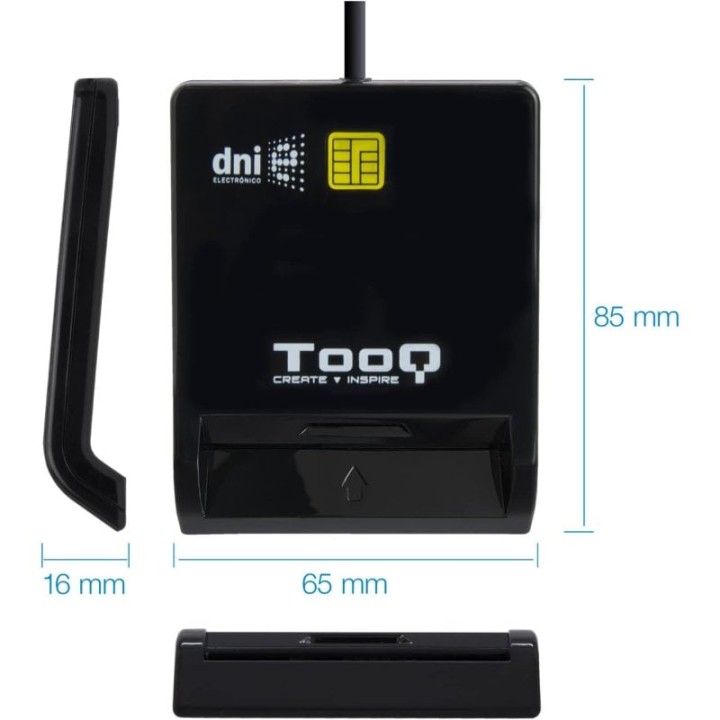 TooQ TQR-211B Lector de DNIe USB-C Negro