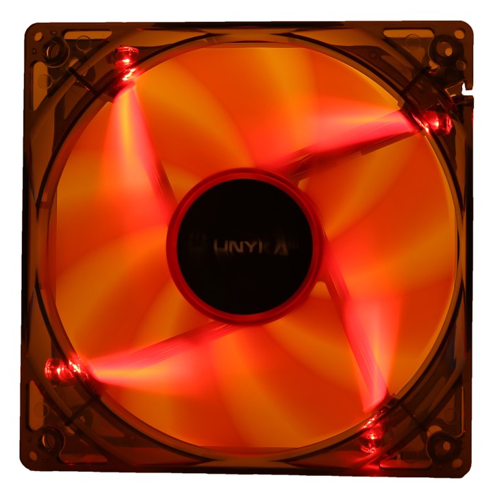 Ventilador 12x12 UNYKA LED Rojo 3Pin/PWM (51792)