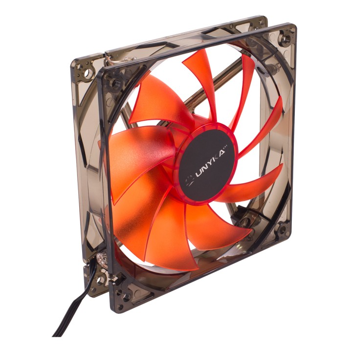 Ventilador 12x12 UNYKA LED Rojo 3Pin/PWM (51792)