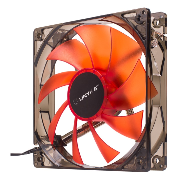 Ventilador 12x12 UNYKA LED Rojo 3Pin/PWM (51792)