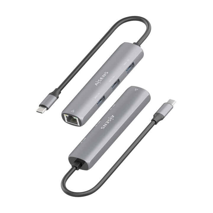 Dock AISENS USB-C a 3xUSB-A/1xRJ45 Gris (ASUC-4P038-GR)