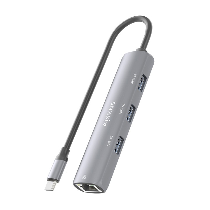Dock AISENS USB-C a 3xUSB-A/1xRJ45 Gris (ASUC-4P038-GR)