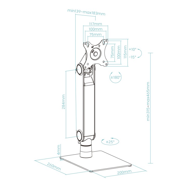 Soporte Sobremesa TooQ 17-32" Gira/Inclina (DB1741TN-B)