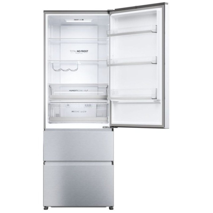 Haier 3D 70 Serie 5 HTR5720ENMG Frigorífico Combi Tres Puertas No Frost E Plata