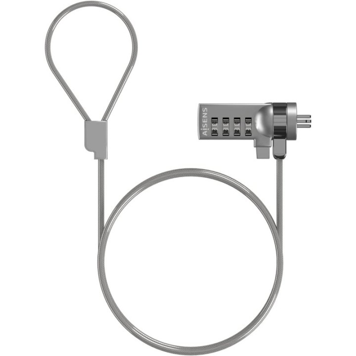 Aisens Cable Seguridad con Cerradura de Combinación para Ordenador/Monitor/Portátil 1.5M