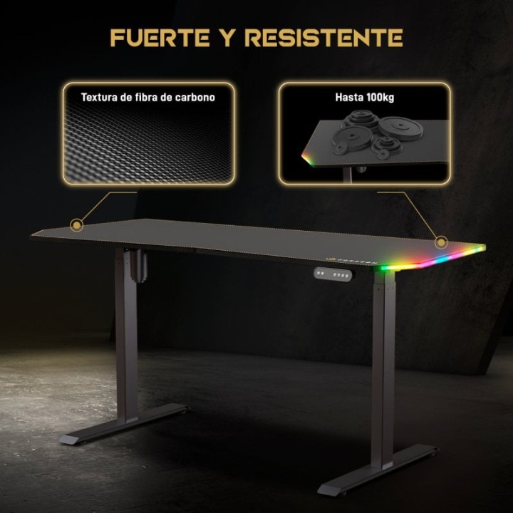 Forgeon Battleground Mesa Gaming Regulable en Altura con Motor 160x70cm RGB Negra