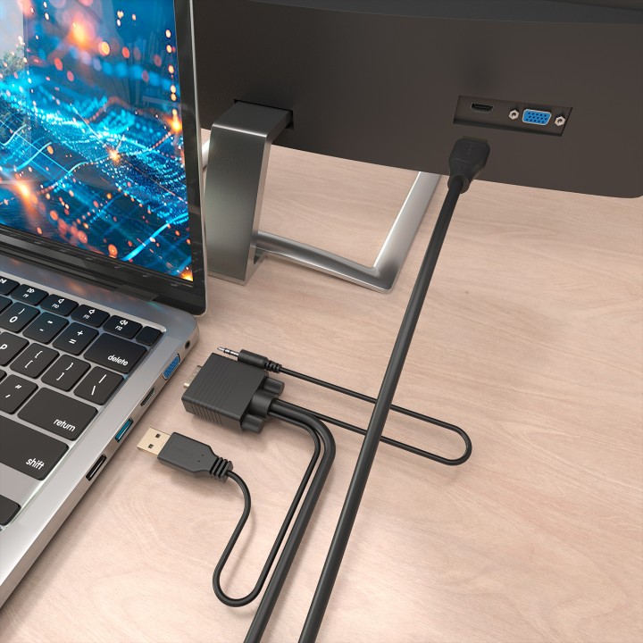 Conversor AISENS VGA+USB+3.5mm a HDMI 2m (A115-1009)