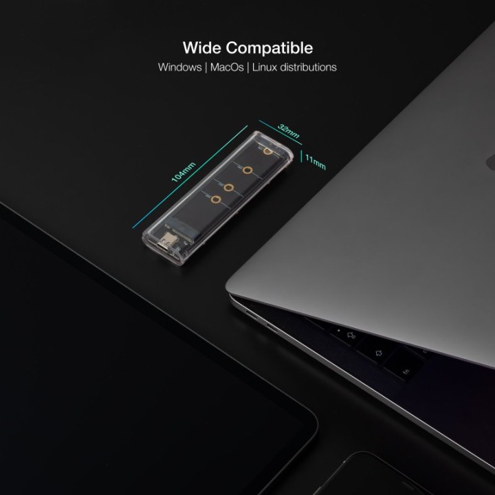 TooQ Caja Externa RGB para SSD M.2 NGFF/NVMe Transparente