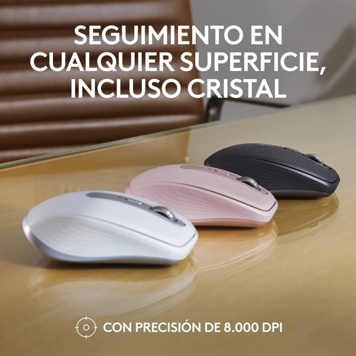 Logitech MX Anywhere 3S Ratón Inalámbrico Bluetooth Compacto Silencioso 8000 DPI Blanco