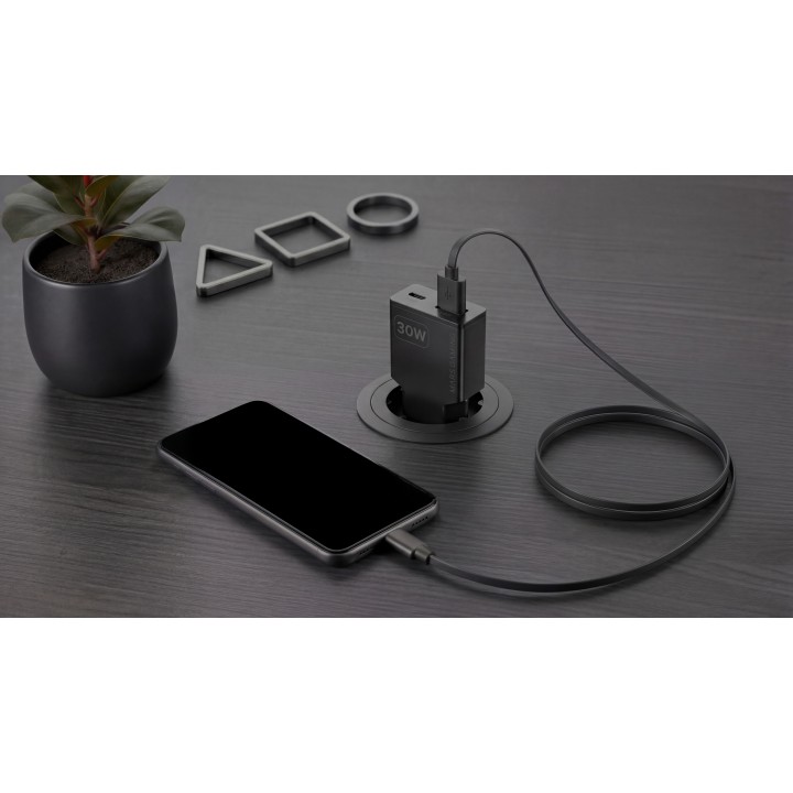 Cargador Pared Mars Gaming 30W USB-A/C Negro (MDGAN30)