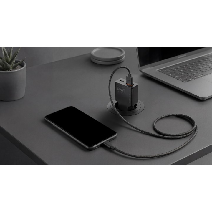 Cargador Pared Mars Gaming 30W USB-A/C Negro (MDGAN30)