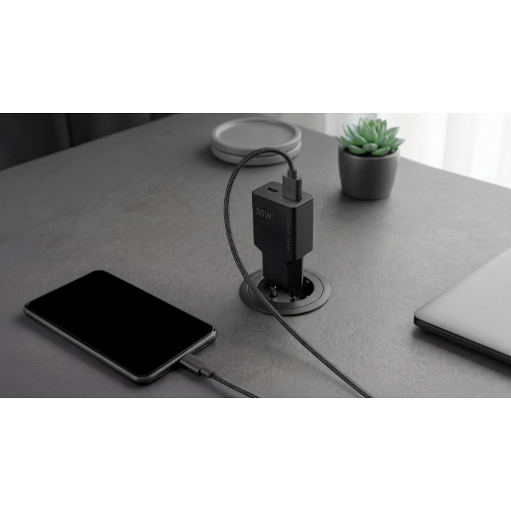 Cargador Pared Mars Gaming 30W USB-A/C Negro (MDGAN30)